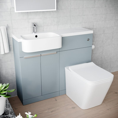 Nes Home 1000mm Left Hand Matte Grey Basin Vanity WC Unit Square BTW Toilet