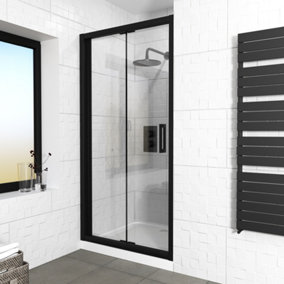 Nes Home 1000mm Matte Black Walk In Bi Folding Shower Tempered Glass Door Screen Panel