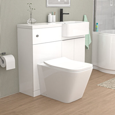 Nes Home 1000mm Right Hand Freestanding White Basin Cabinet WC Unit ...