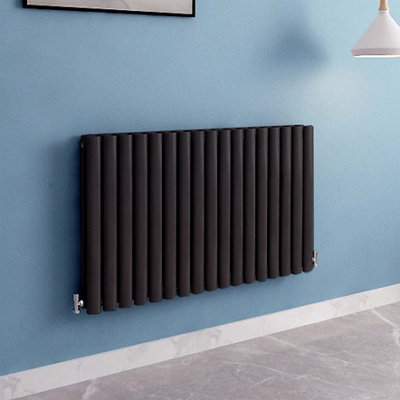 Nes Home 1020 X 600 mm Double Oval Tube Matte Black Radiator