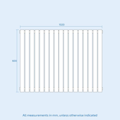 Nes Home 1020 x 600 mm Side Connection Horizontal Designer Radiator ...