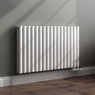 Nes Home 1020 x 600 mm Side Connection Horizontal Designer Radiator Side Connection White Double Oval Tube