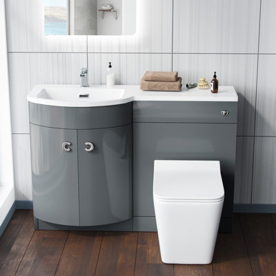 Nes Home 1100mm Left Hand Vanity Basin Unit & Elora Back To Wall Toilet ...
