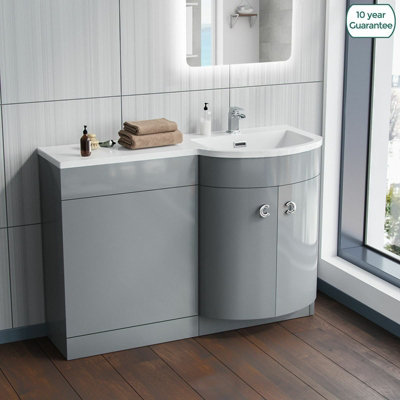 Nes Home 1100mm Right Hand Bathroom Vanity Basin Unit Grey