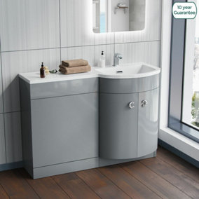 Nes Home 1100mm Right Hand Bathroom Vanity Basin Unit Light Grey