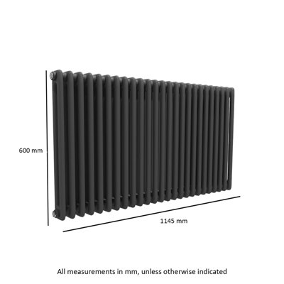 Nes Home 1145 X 600 mm Double Column Matte Black Radiator