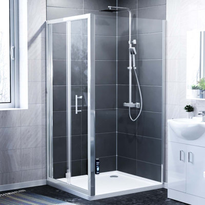 Nes Home 1200 mm Slider Shower Door Enclosure with 760 Frameless Glass Panel Screen + Tray - 5