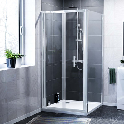 Nes Home 1200 mm Slider Shower Door Enclosure with 900 Framless Glass Panel Screen + Tray - 3