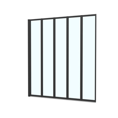 Nes Home 1200 x 1400 mm 5 Fold Door Bath Shower Screen Black Frame - 8