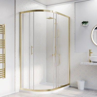 Nes Home 1200 x 800mm Quadrant Corner Shower Enclosure Brushed Brass