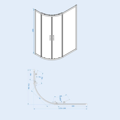 Nes Home 1200 x 800mm Quadrant Corner Shower Enclosure Brushed Brass - 7