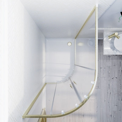 Nes Home 1200 x 900mm Quadrant Corner Shower Enclosure Brushed Brass - 5