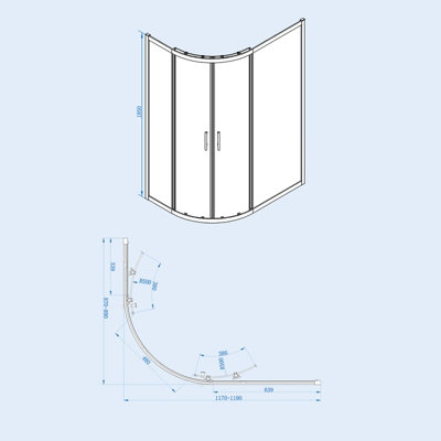 Nes Home 1200 x 900mm Quadrant Corner Shower Enclosure Brushed Brass - 7