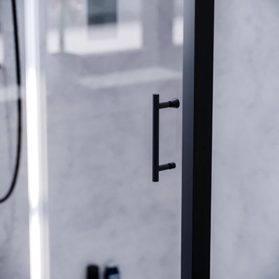 Nes Home 1200mm Shower Sliding Door 700mm Frameless Glass Side Panel Screen Matte Black
