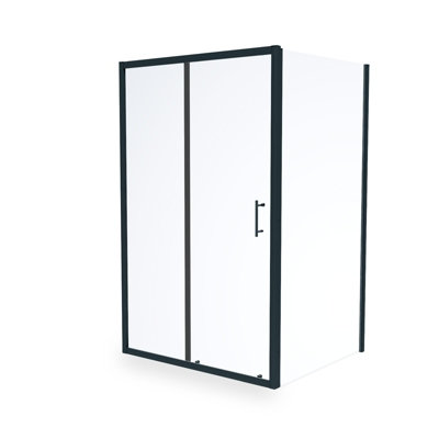 Nes Home 1200mm Shower Sliding Door 700mm Frameless Glass Side Panel Screen Matte Black - 6