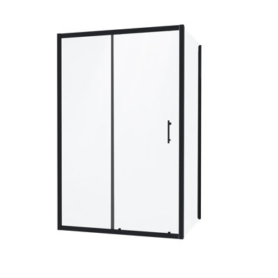 Nes Home 1200mm Shower Sliding Door 700mm Frameless Glass Side Panel Screen Matte Black - 7