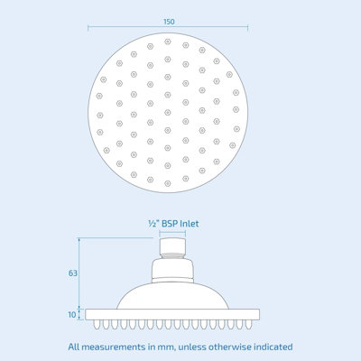 Nes Home 150mm Chrome Round Overhead Swivel Rain Waterfall Shower Head Kit - 5