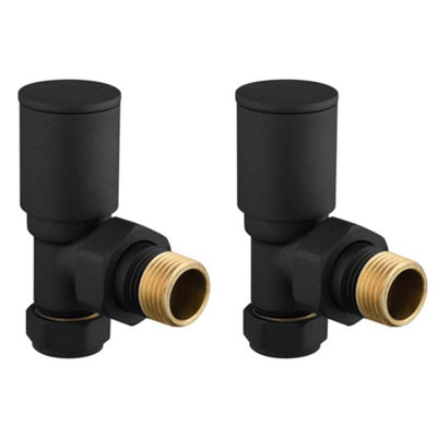 Nes Home 15mm Radiator Valve Angled Heated Bathroom Matte Black Twin Pack