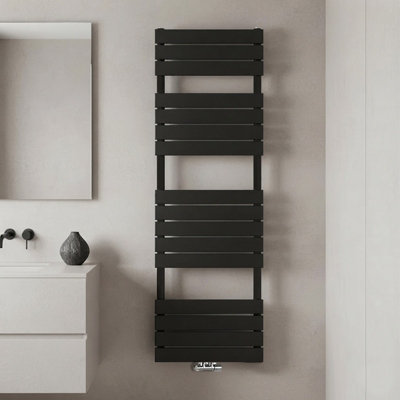 Nes Home 1600 x 600 mm Central Connection Designer Towel Radiator Black ...