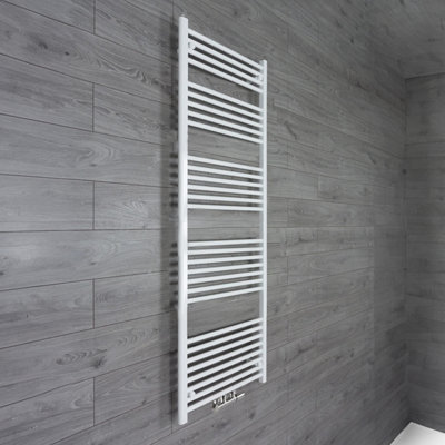 Nes Home 1600 x 600 mm Central Connection Designer Towel Radiator White Single Straight