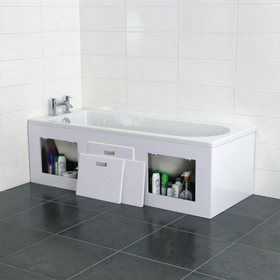 Nes Home 1690 x 500mm PVC Bath Panel With Removable Magnetic Door Gloss White - 3