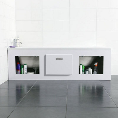 Nes Home 1690 x 500mm PVC Bath Panel With Removable Magnetic Door Gloss White - 4