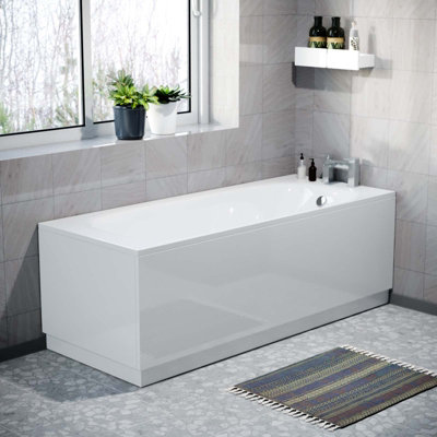 Nes Home 1700 mm White Front Side Bath Panel Durable PVC + Plinth Gorge