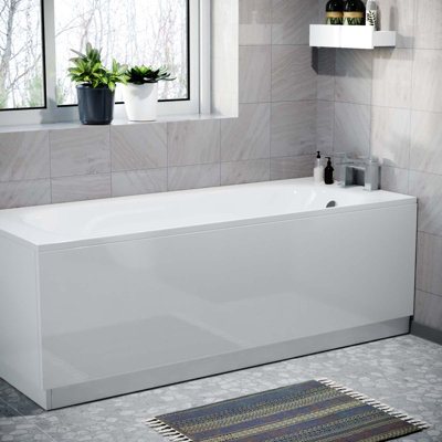 Nes Home 1700 mm White Front Side Bath Panel Durable PVC + Plinth