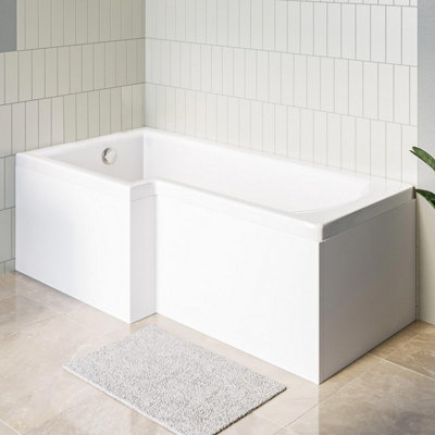 Nes Home 1700 x 850mm Acrylic Square Left Hand L Shaped Shower Bath ...
