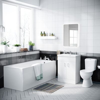 Nes Home 1700mm Bath, WC Toilet & 600 mm White Vanity Basin Cabinet Price Comparisons | Compare The Build