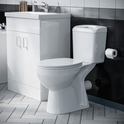 Nes Home 1700mm Bath, WC Toilet & 600 mm White Vanity Basin Cabinet