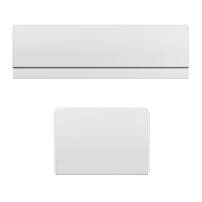 Nes Home 1700mm Modern High Gloss White Front & End Bath Panel Acrylic Bathroom