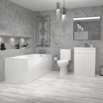 Nes Home 1700mm Round Bath,600mm Freestanding Basin Vanity, Close Coupled Toilet Price Comparisons | Compare The Build