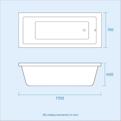 Nes Home 1700mm Square Single Ended Bathtub With Legs