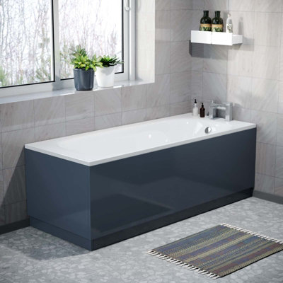 Nes Home 1800 mm Anthracite Front Side Bath Panel Durable PVC + Plinth Gorge