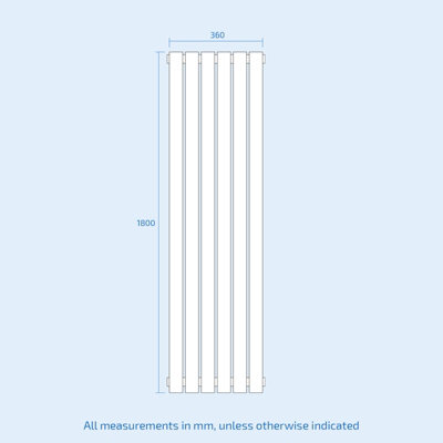 Nes Home 1800 x 360 mm Central Connection Vertical Designer Radiator ...