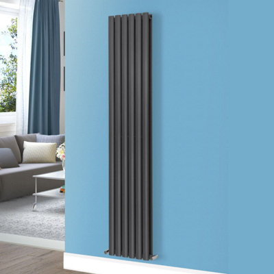 Nes Home 1800 X 360 mm Vertical Double Oval Tube Dark Grey Anthracite Designer Radiator