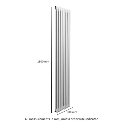 Nes Home 1800 X 380 mm Double Column White Traditional Radiator