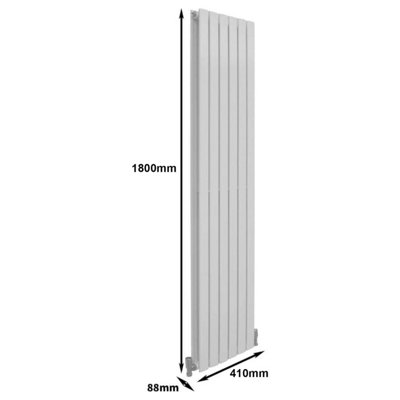 Nes Home 1800 X 410 mm Vertical Double Oval Tube White Designer Radiator - 3