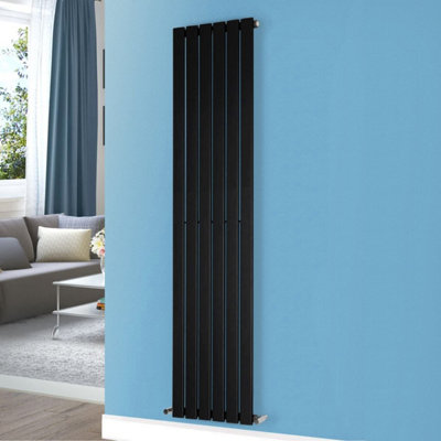 Nes Home 1800 X 410 mm Vertical Single Oval Tube Black Designer Radiator Price Comparisons | Compare The Build