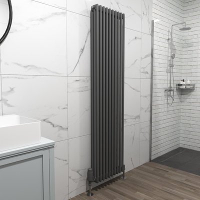 Nes Home 1800 X 470 mm Vertical Triple Column Dark Grey Anthracite Traditional Radiator