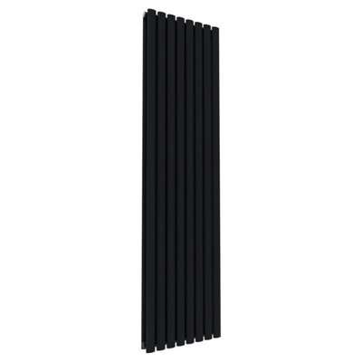 Nes Home 1800 X 480 mm Vertical Double Oval Tube Black Designer Radiator