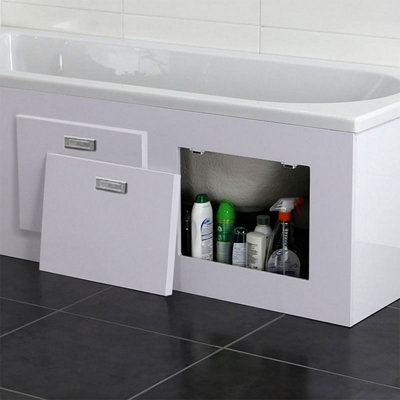 Nes Home 1800 x 500mm PVC Bath Panel With Removable Magnetic Door Gloss ...