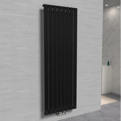 Nes Home 1800 X 546 mm Central Connection Vertical Flat Panel Black Designer Radiator