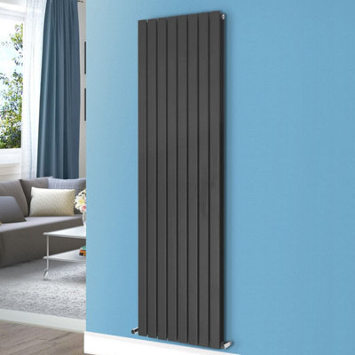 Nes Home 1800 X 546 mm Vertical Double Oval Tube Dark Grey Anthracite Designer Radiator