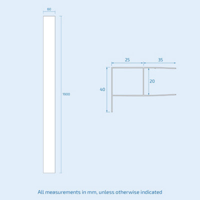 Nes Home 1900 mm Profile Extension Wall Adjustment Kit