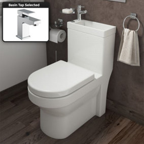 Nes Home 2 In 1 Compact Close Coupled Toilet and Basin Combo Space Saver Unit And Mono Mixer Tap