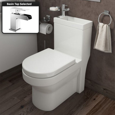 Nes Home 2 In 1 Compact Close Coupled Toilet and Basin Combo Space Saver with Waterfall Mono Mixer Tap