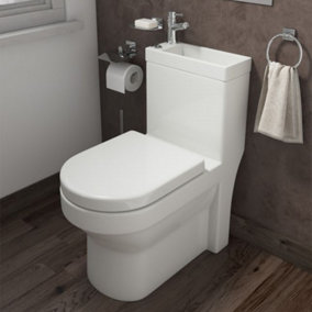 Nes Home 2 In 1 Compact Close Coupled Toilet & Basin Combo Unit with Mono Basin Mixer Tap