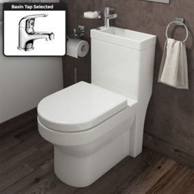 Nes Home 2 In 1 Compact Close Coupled Toilet & Basin Combo Unit with Mono Mixer Tap